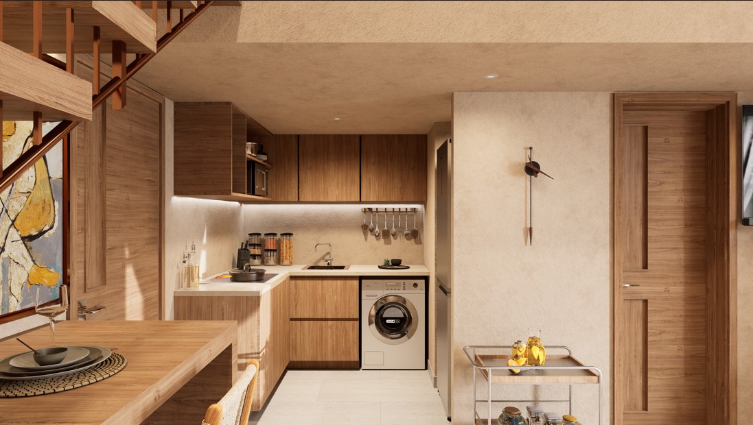 Cocina integral con lavadora