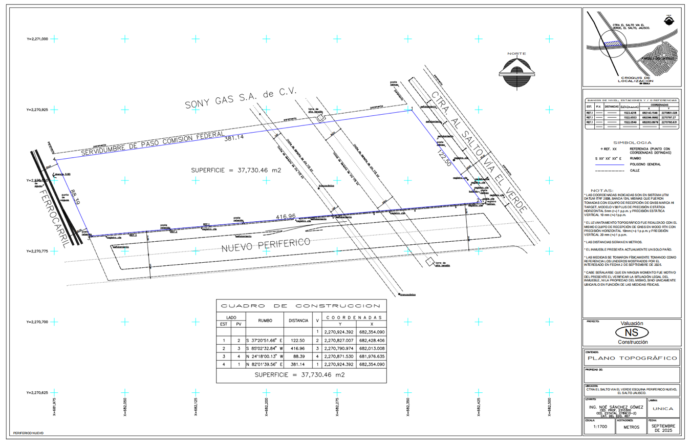Plano topográfico del polígono — 37,730.46 m²