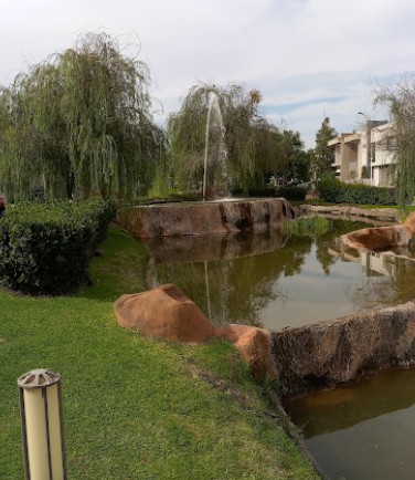 Fuente y lago dentro del coto